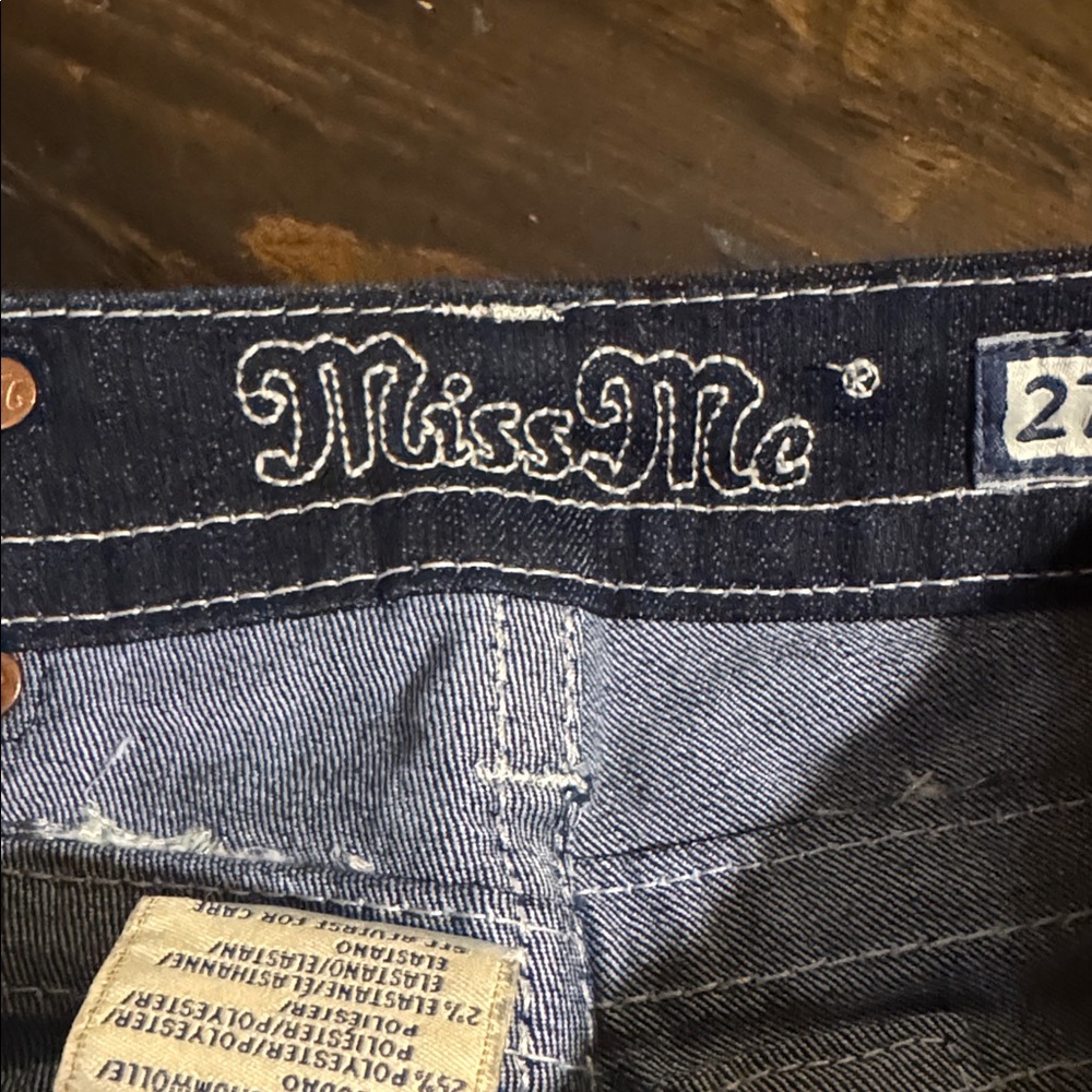 Miss Me-Dark Blue Boot Cut Jeans with Embellishments - Picture 5 of 7